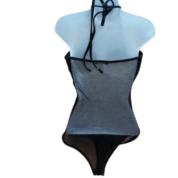 Black One-Piece Mesh Bodysuit Body Suit Size Medium NEW NWOT - Picture 4 of 5